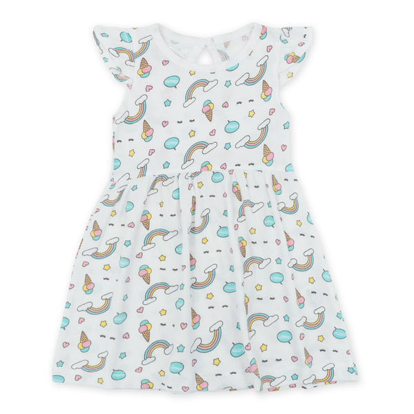 סט שמלות עם כיווץ בשרוול לבן-אפור-אפרסק תינוקות 12-18M