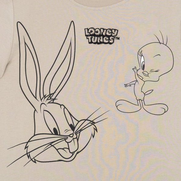 חולצת Looney Tunes צבע קאמל עם אפליקציה רקומה בנות 10-18