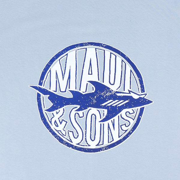 חולצת Maui & Sons תכלת מודפסת כריש גברים M-XXXL