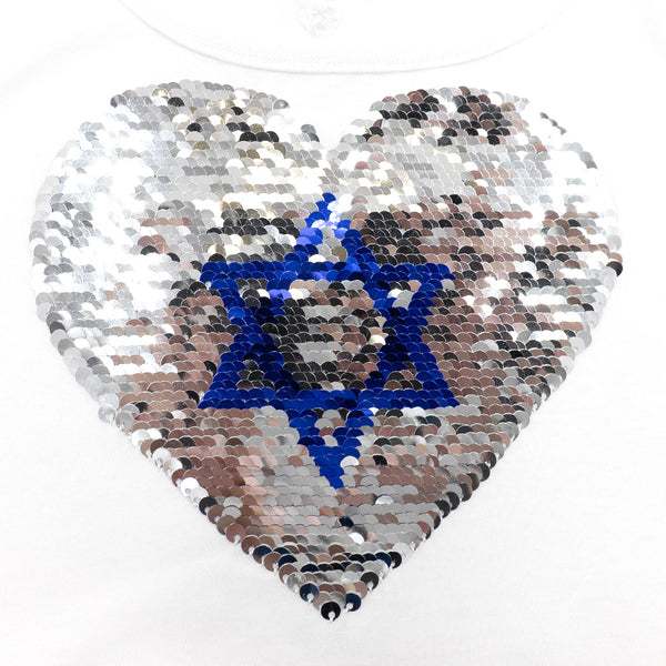 שמלת יום העצמאות דגל לב פאייטים בנות