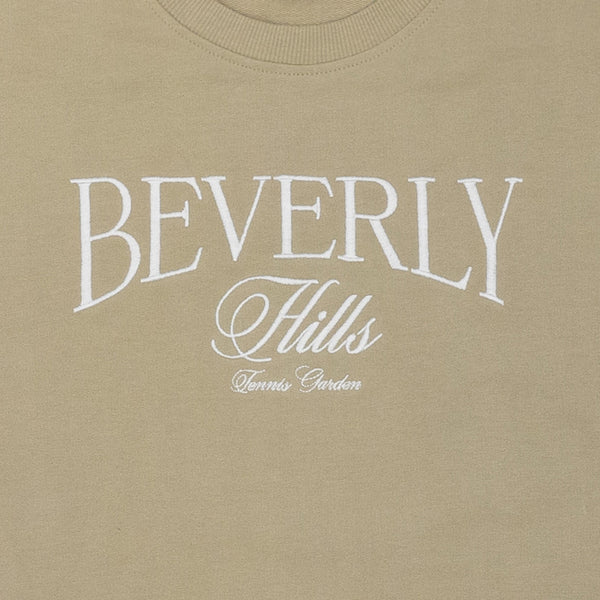 סווטשירט פרנץ' טרי רקום שילוב אריג Beverly Hills נשים