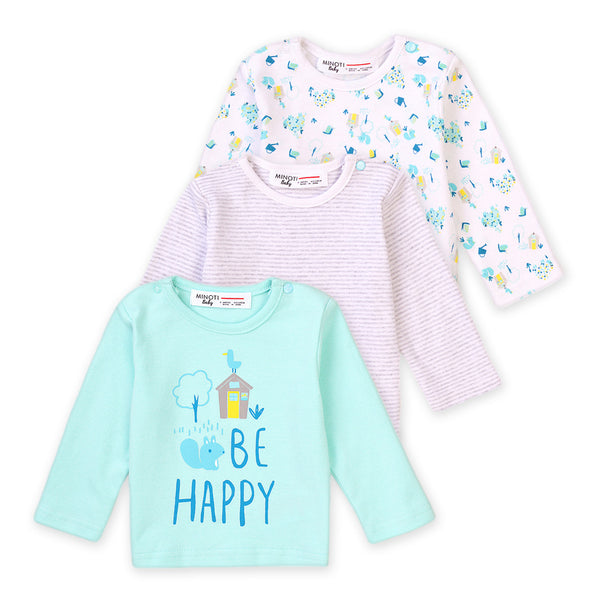 שלישיית חולצות מעבר Be Happy מינוטי תינוקות בנות 0-12M