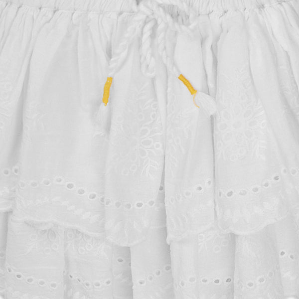 חצאית מינוטי לבנה עם רקמה מדורגת תינוקות ופעוטות 12-36M